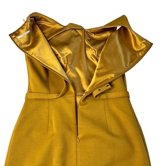 VINTAGE T TAHARI Sheath Belted Twisted Neckline Sleeveless Dress Gold Size 2 - Picture 6 of 14